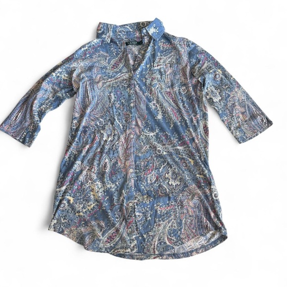 Ralph Lauren Other - Ralph Lauren Blue Paisley Women's Button Down Sleepdress